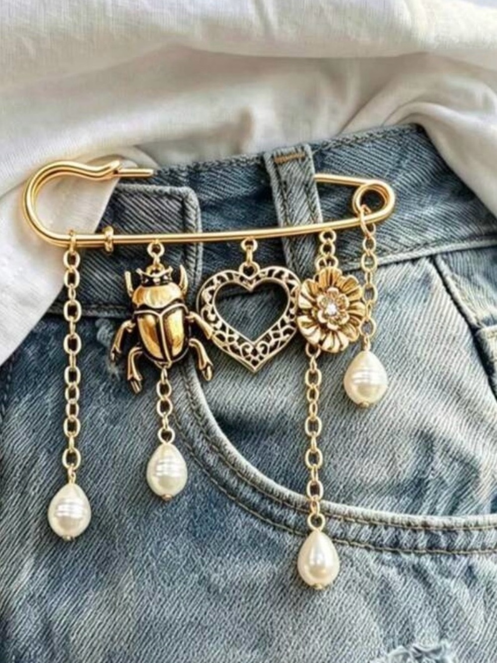 Multiple charm Pin Brooch